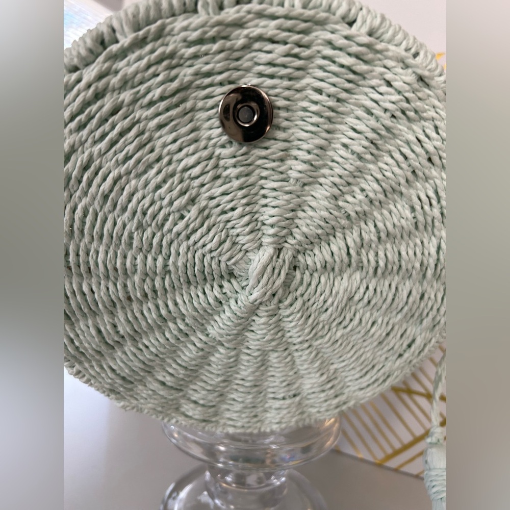 Mia & Tess NWT Mint Green Woven hard shell Round Purse - Picture 8 of 14